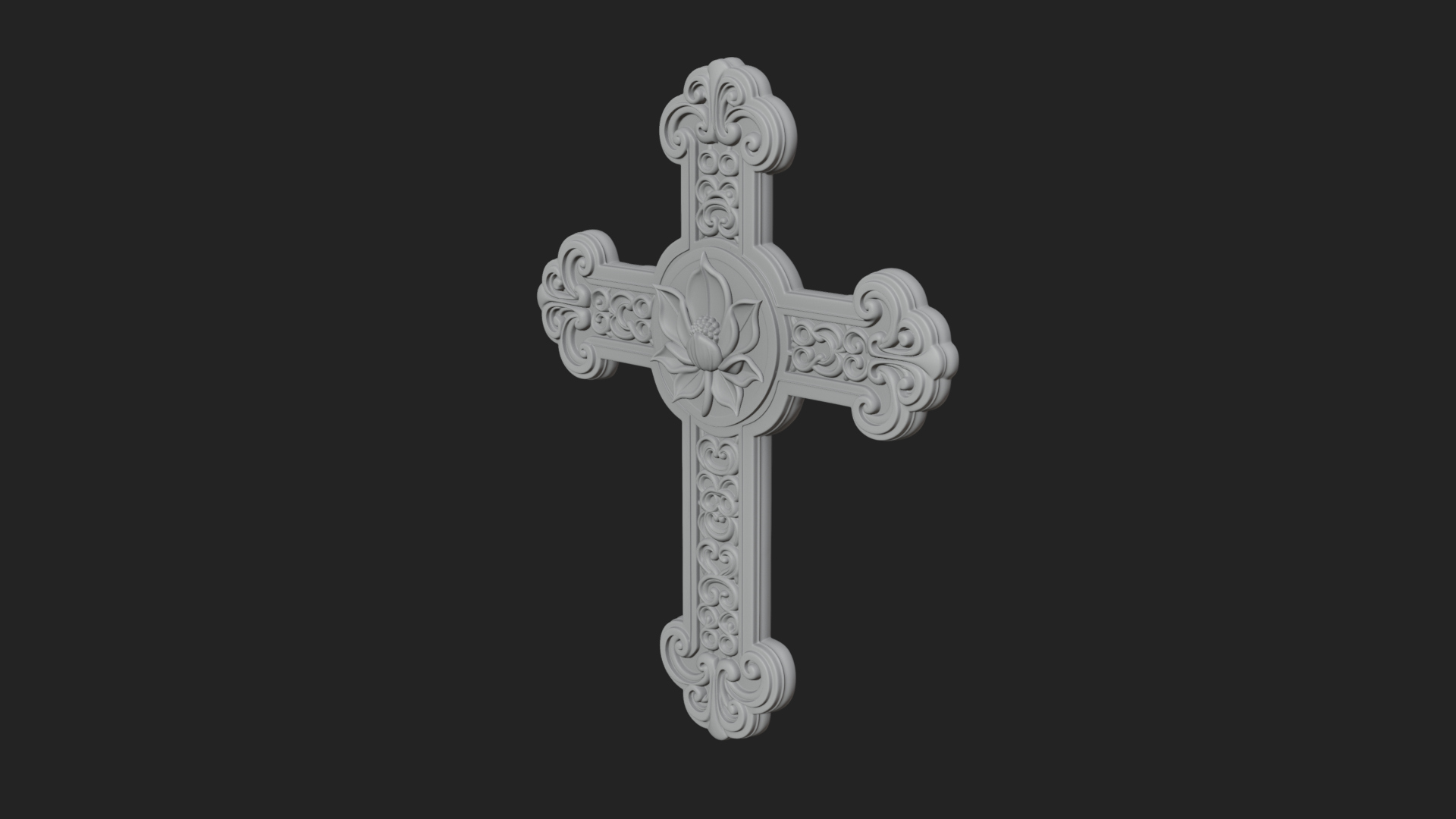 Carved Relief Wall Cross Design 30 3D Print Model 3D Model