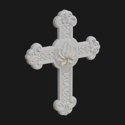 Carved Relief Wall Cross Design 30 3D Print Model