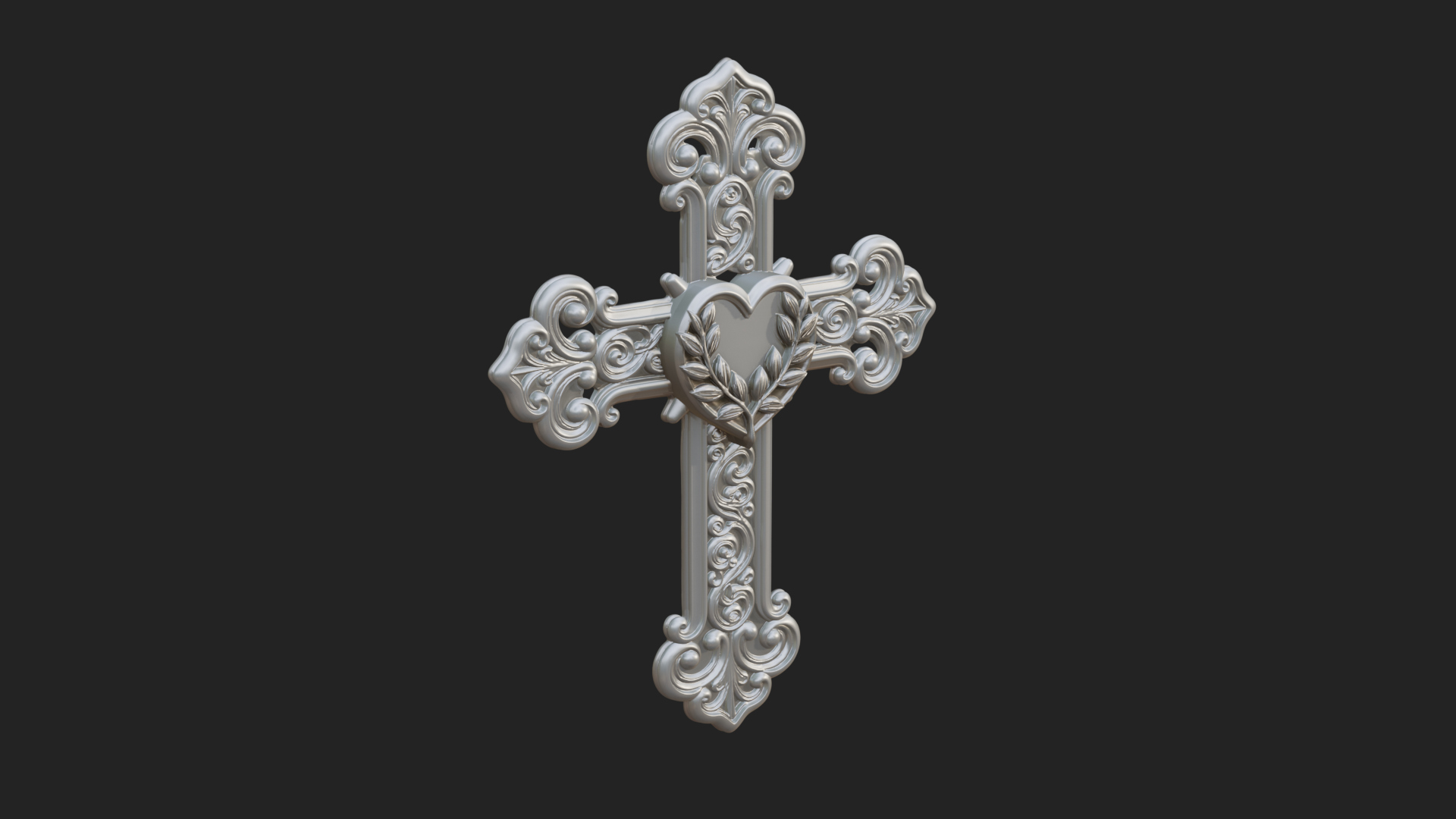 Carved Relief Wall Cross Design 300 3D Print Model 3D Model