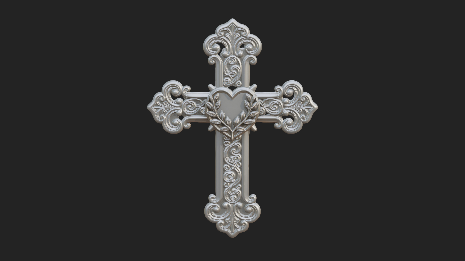 Carved Relief Wall Cross Design 300 3D Print Model 3D Model