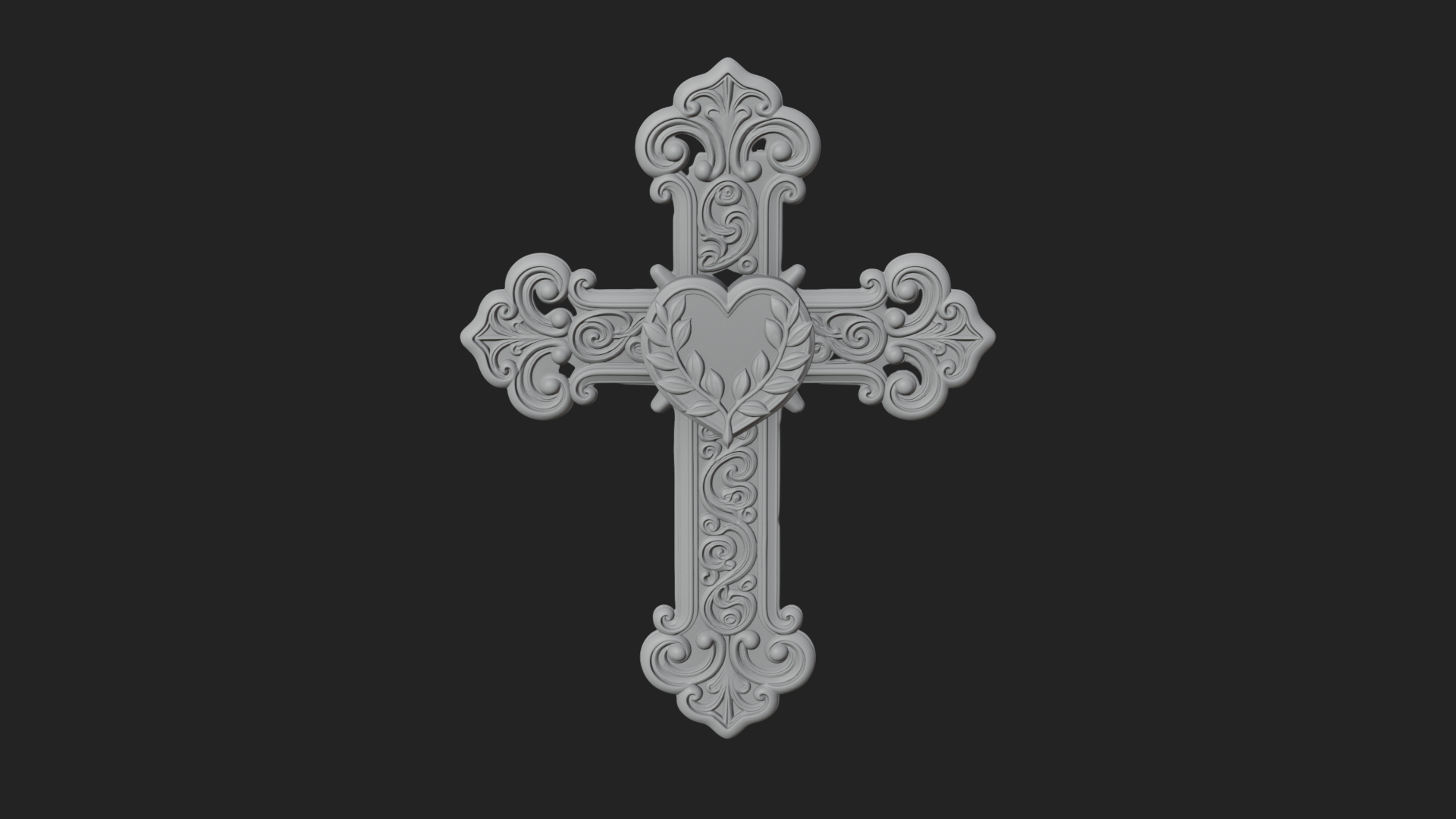 Carved Relief Wall Cross Design 300 3D Print Model 3D Model