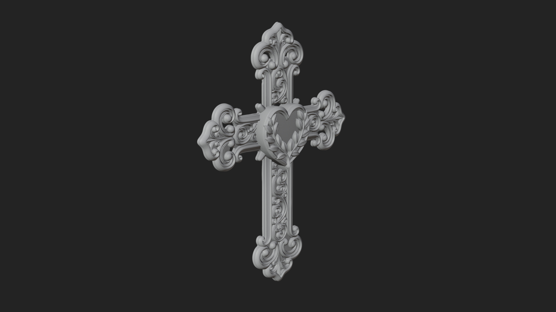 Carved Relief Wall Cross Design 300 3D Print Model 3D Model