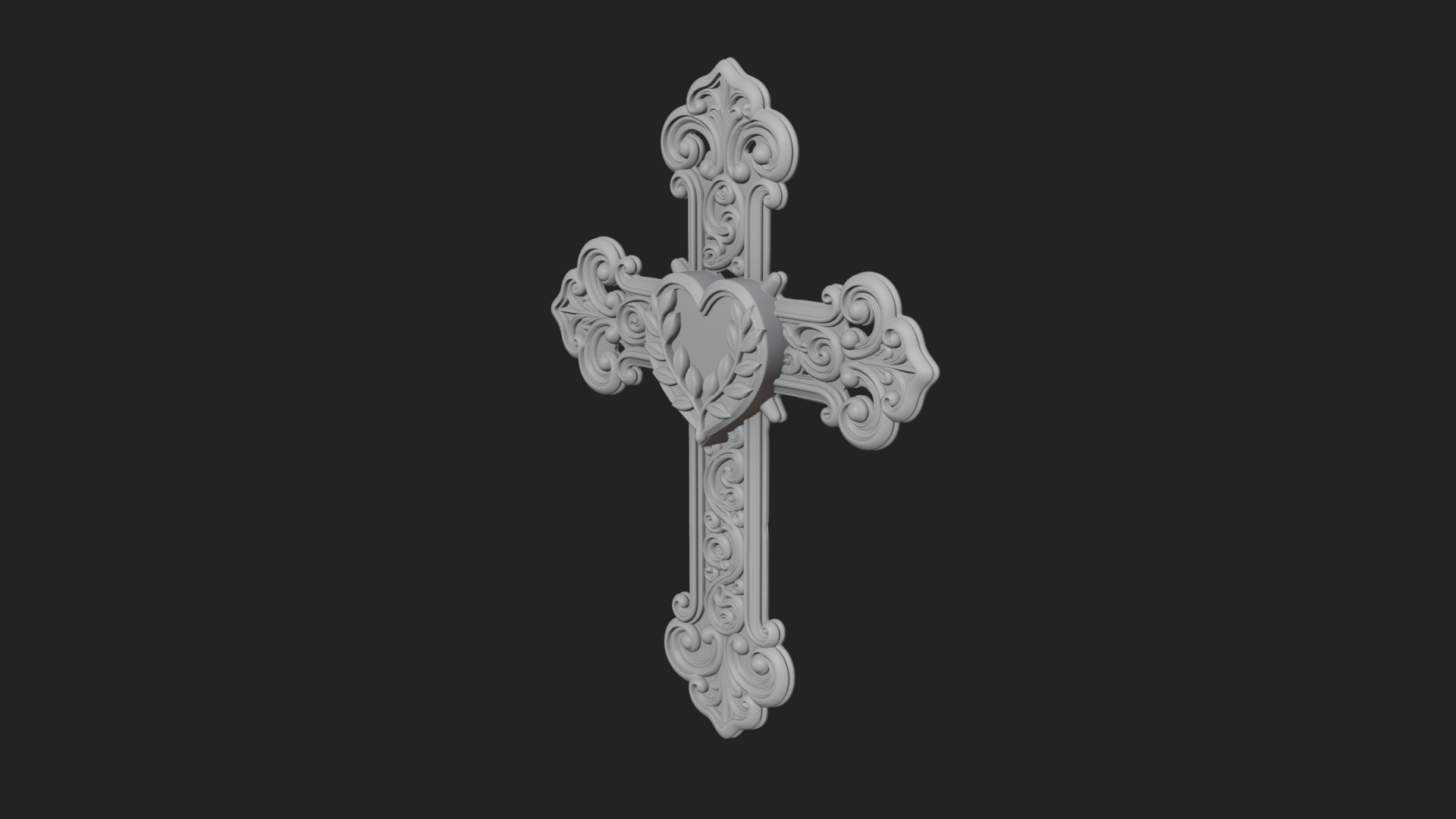 Carved Relief Wall Cross Design 300 3D Print Model 3D Model