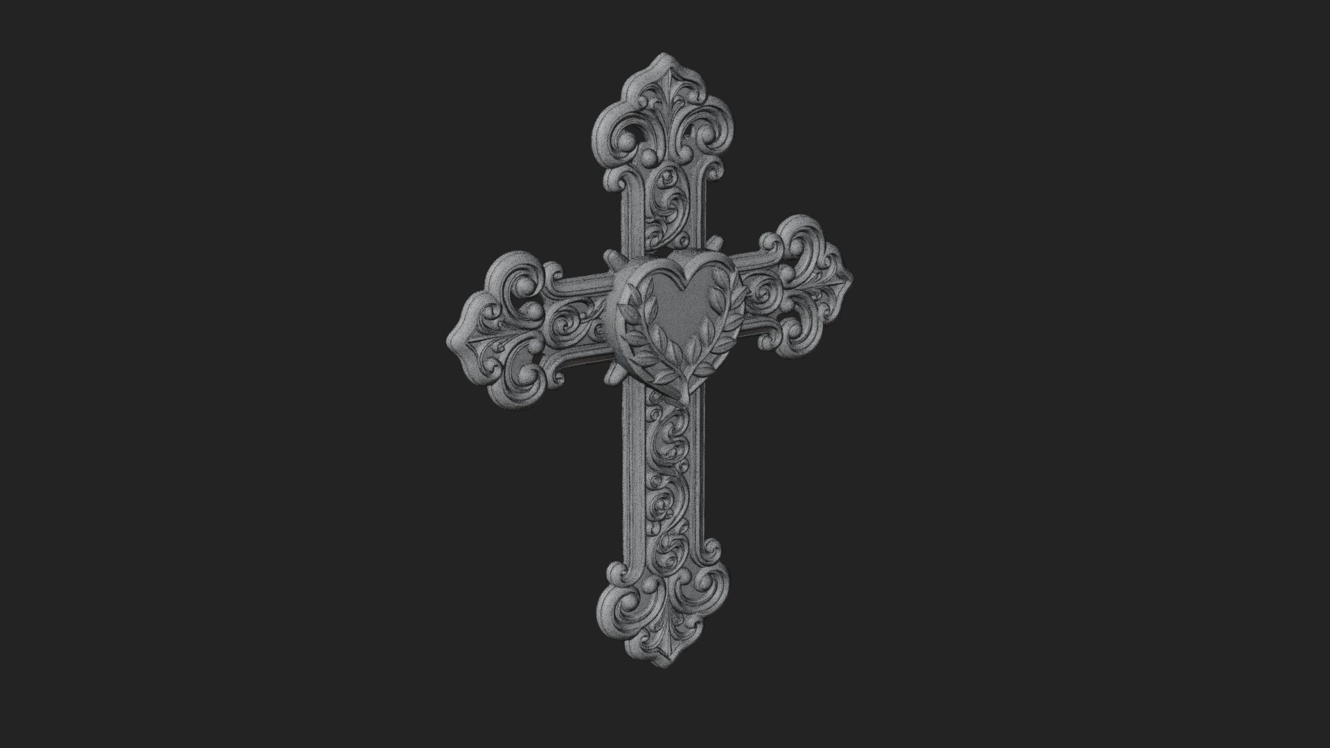 Carved Relief Wall Cross Design 300 3D Print Model 3D Model