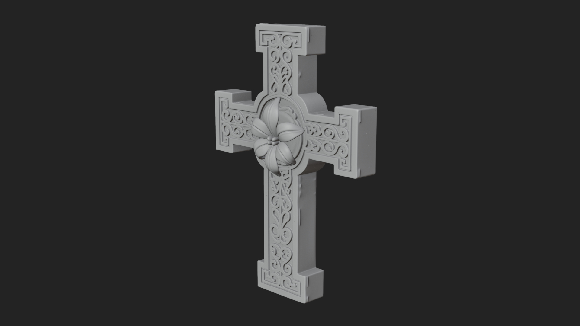 Carved Relief Wall Cross Design 302 3D Print Model 3D Model