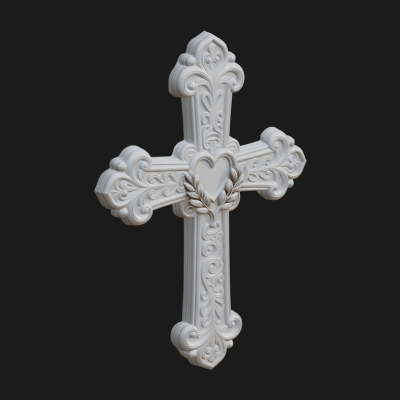 Carved Relief Wall Cross Design 303 3D Print Model