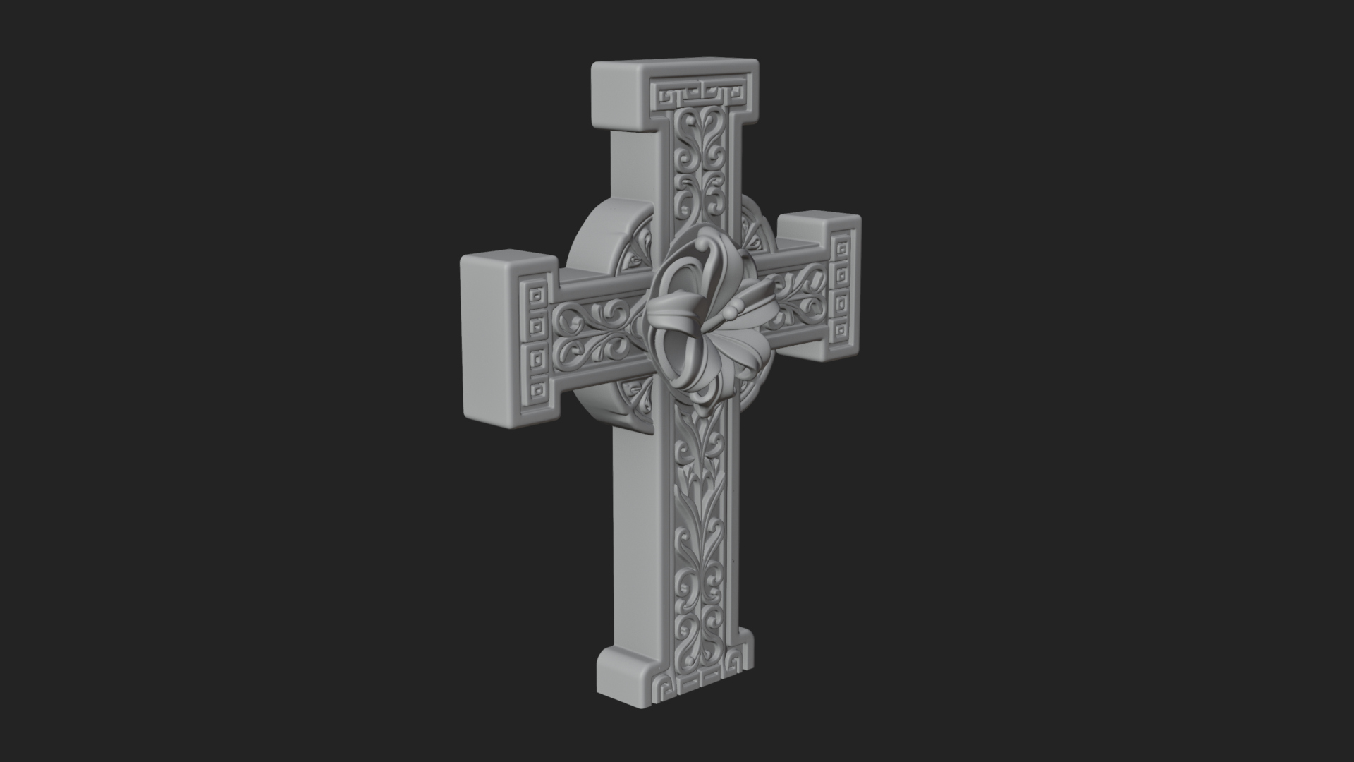 Carved Relief Wall Cross Design 304 3D Print Model 3D Model