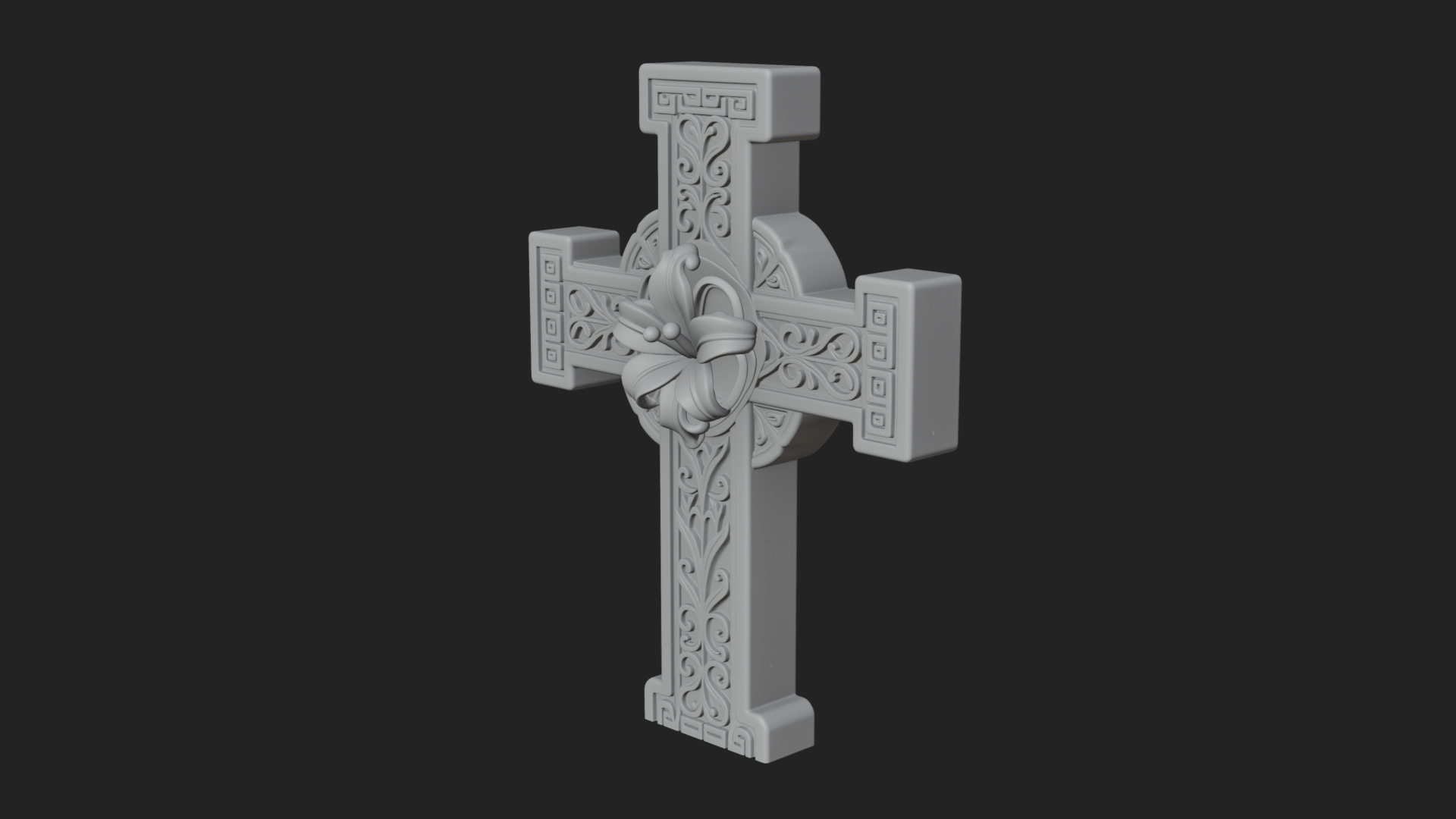 Carved Relief Wall Cross Design 304 3D Print Model 3D Model