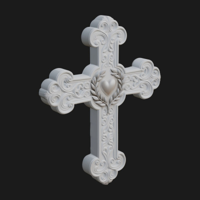 Carved Relief Wall Cross Design 308 3D Print Model