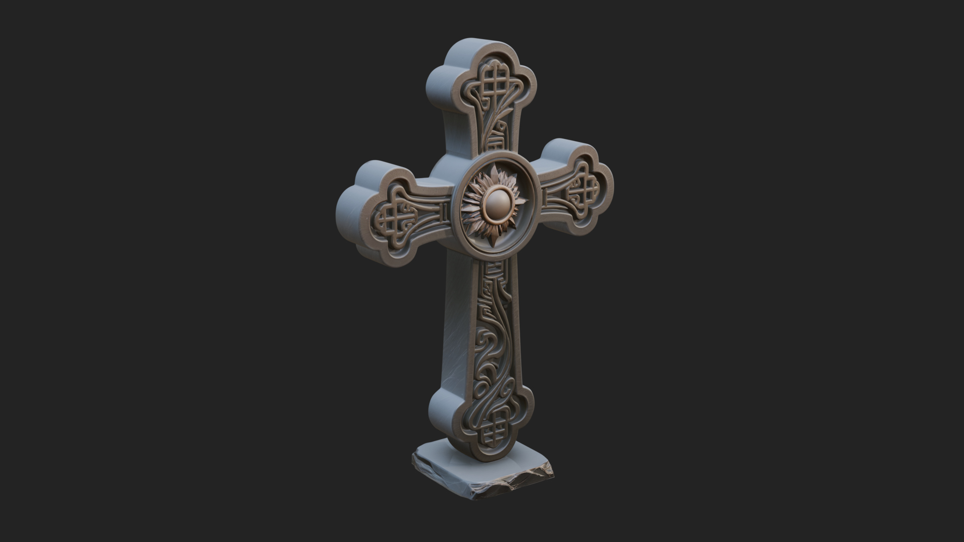 Carved Relief Wall Cross Design 309 3D Print Model 3D Model