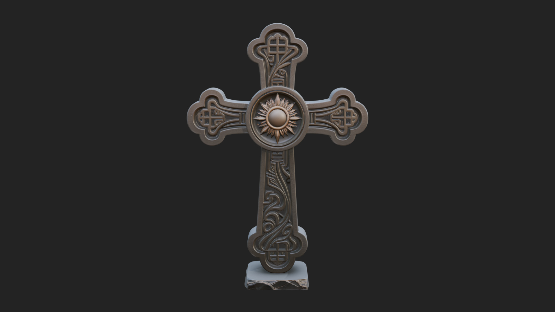 Carved Relief Wall Cross Design 309 3D Print Model 3D Model