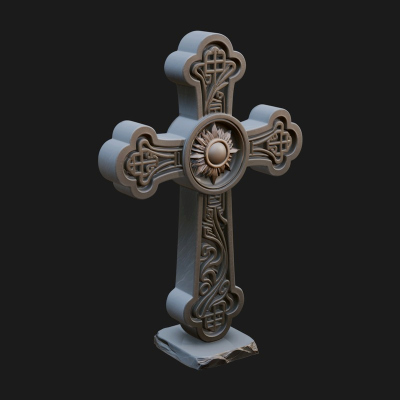 Carved Relief Wall Cross Design 309 3D Print Model