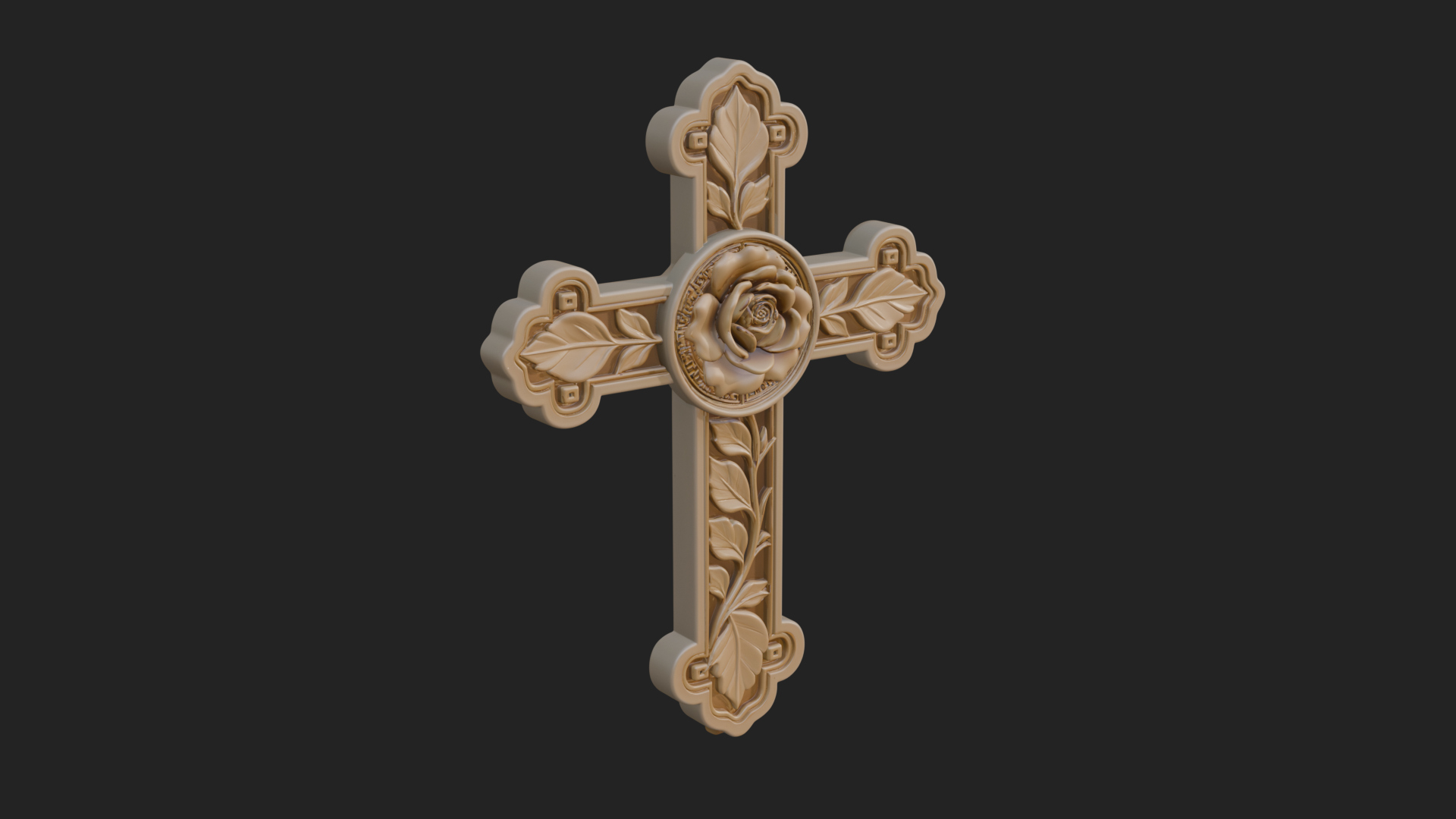Carved Relief Wall Cross Design 31 3D Print Model 3D Model