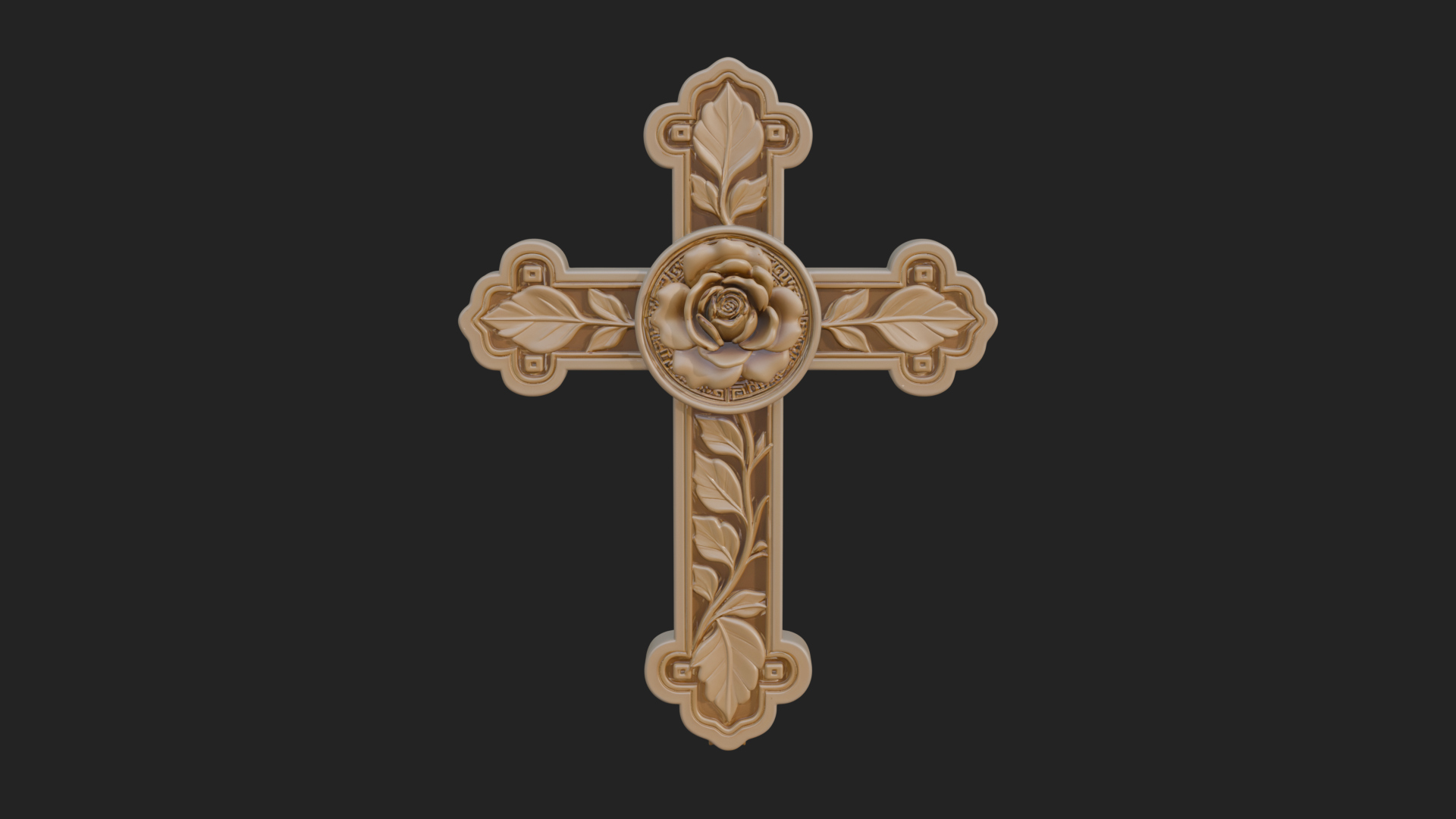 Carved Relief Wall Cross Design 31 3D Print Model 3D Model