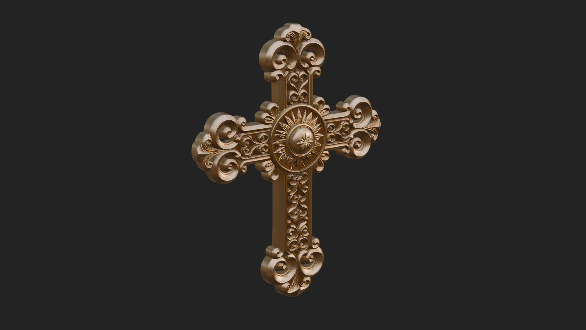Carved Relief Wall Cross Design 310 3D Print Model 3D Model
