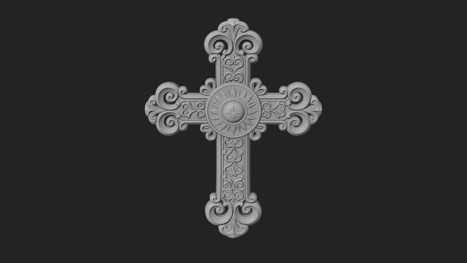Carved Relief Wall Cross Design 310 3D Print Model 3D Model