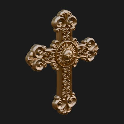 Carved Relief Wall Cross Design 310 3D Print Model