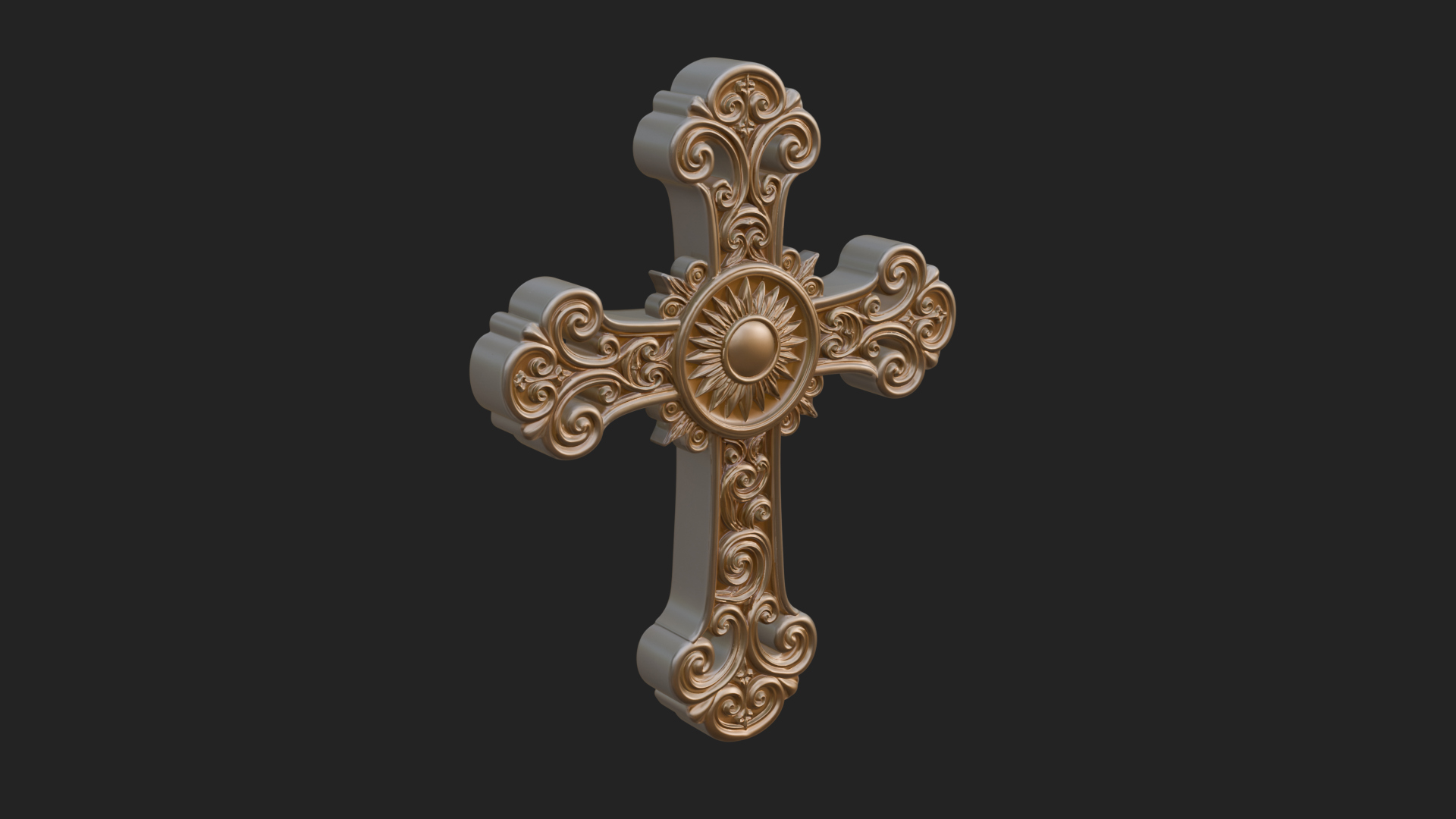 Carved Relief Wall Cross Design 312 3D Print Model 3D Model