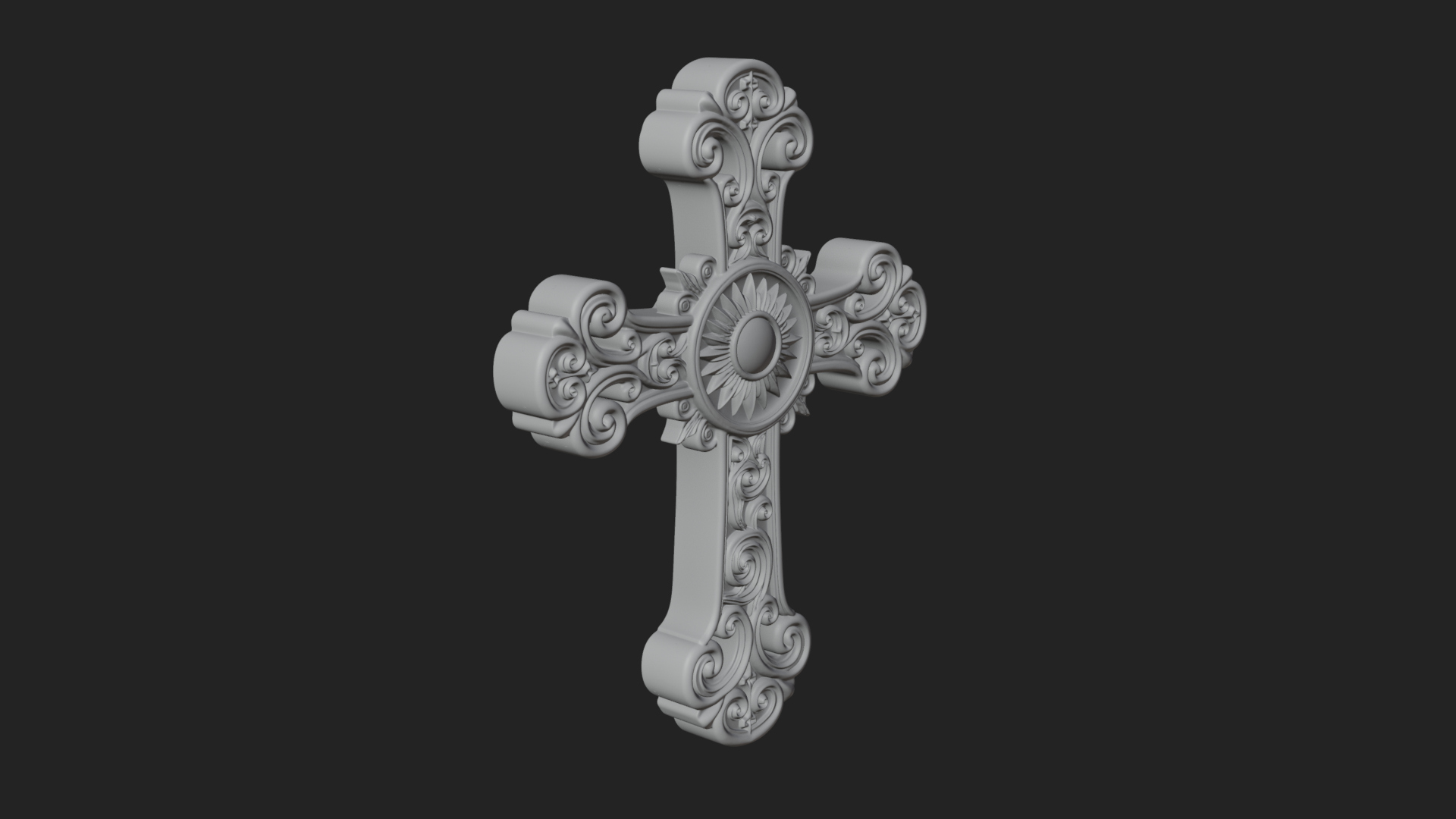 Carved Relief Wall Cross Design 312 3D Print Model 3D Model