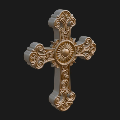 Carved Relief Wall Cross Design 312 3D Print Model