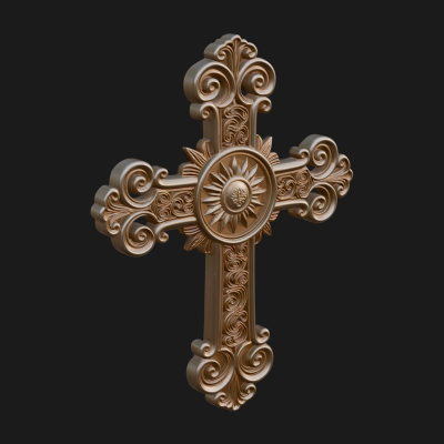 Carved Relief Wall Cross Design 315 3D Print Model