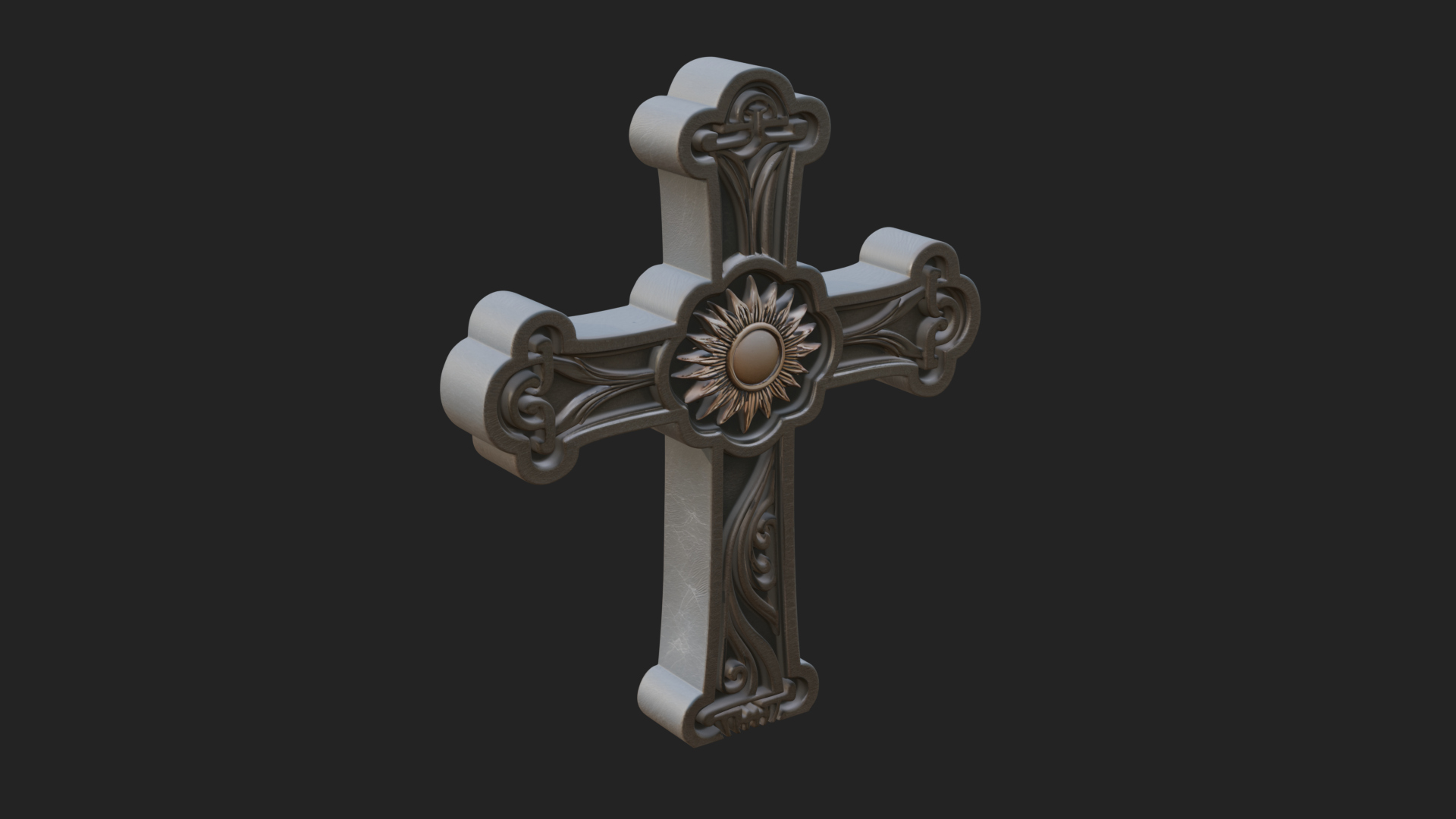 Carved Relief Wall Cross Design 316 3D Print Model 3D Model