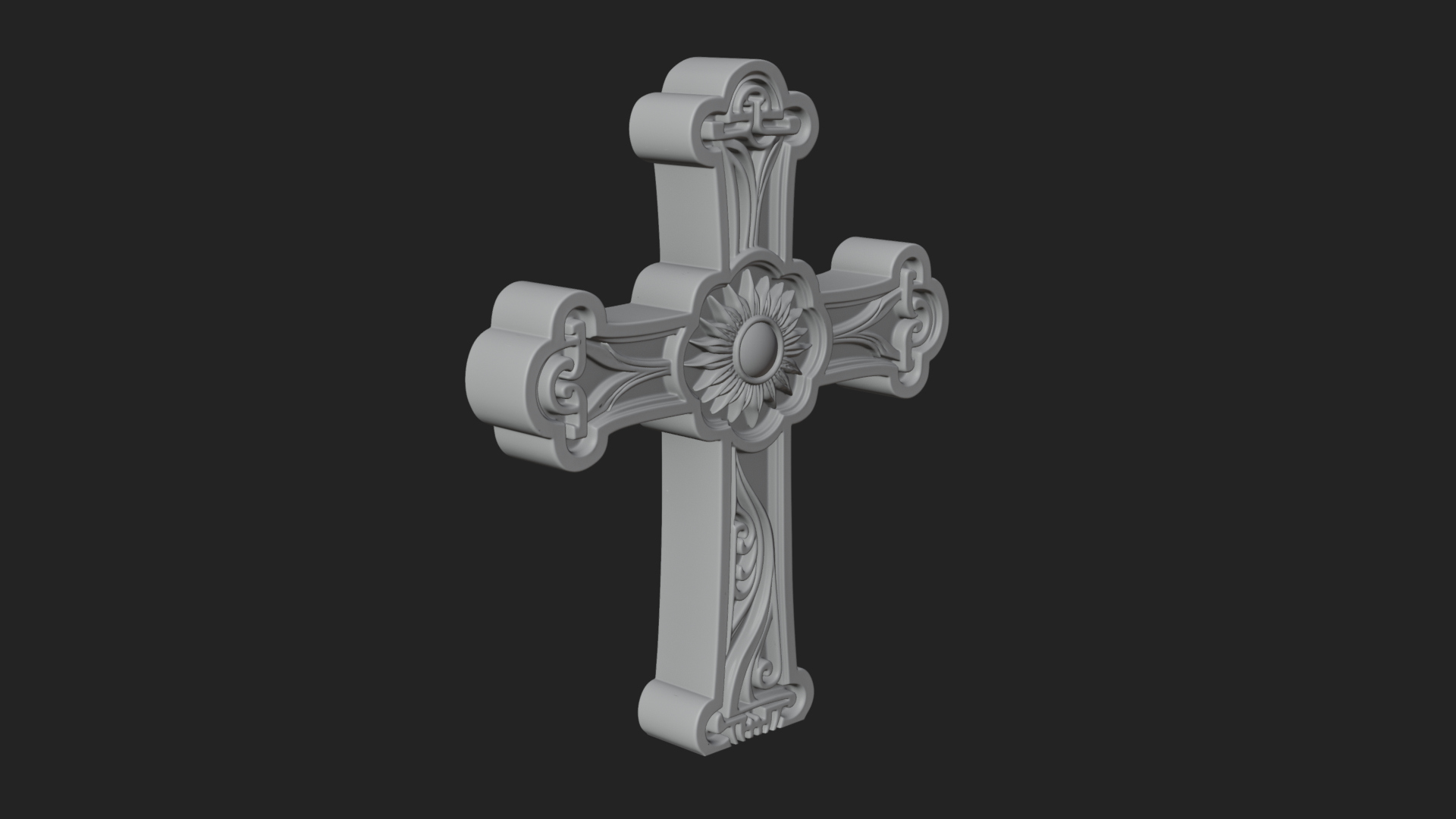 Carved Relief Wall Cross Design 316 3D Print Model 3D Model