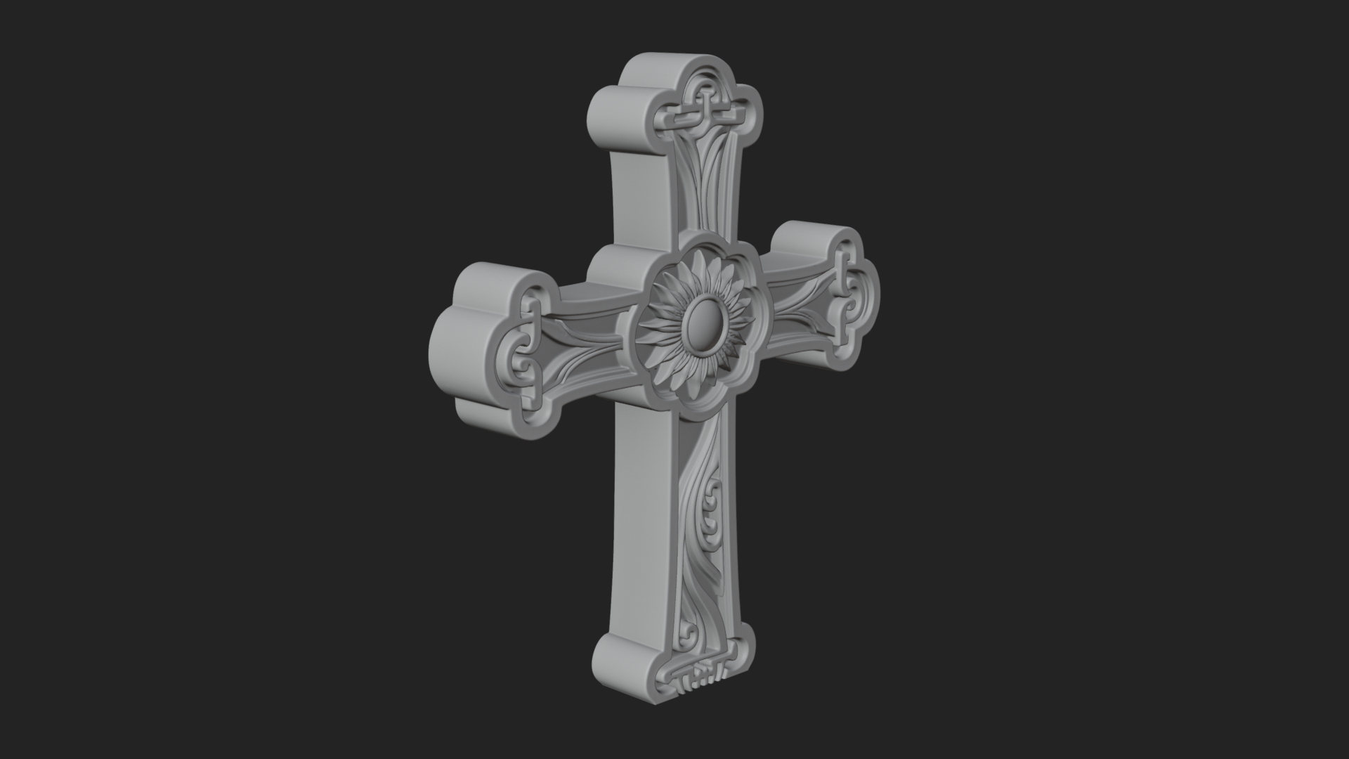 Carved Relief Wall Cross Design 316 3D Print Model 3D Model