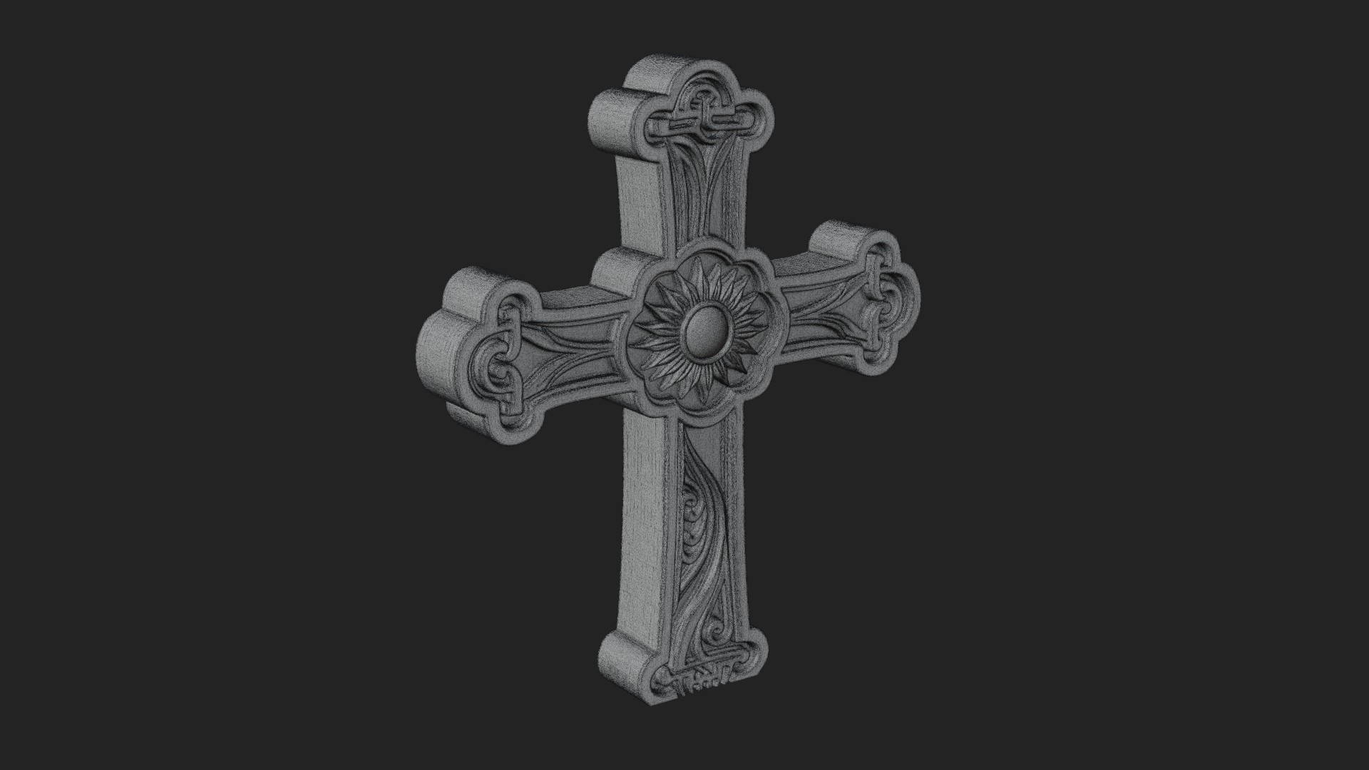 Carved Relief Wall Cross Design 316 3D Print Model 3D Model