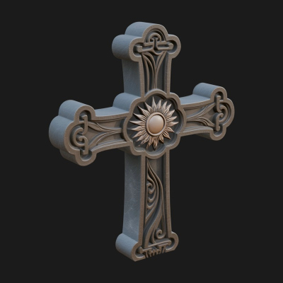 Carved Relief Wall Cross Design 316 3D Print Model