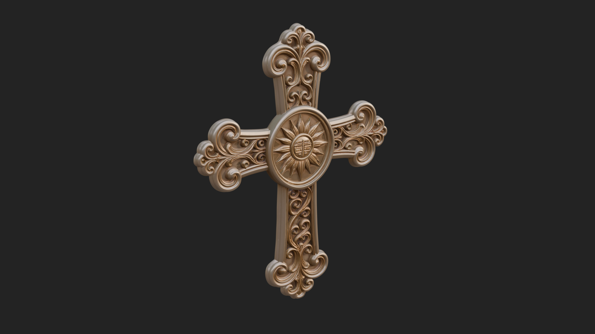 Carved Relief Wall Cross Design 318 3D Print Model 3D Model