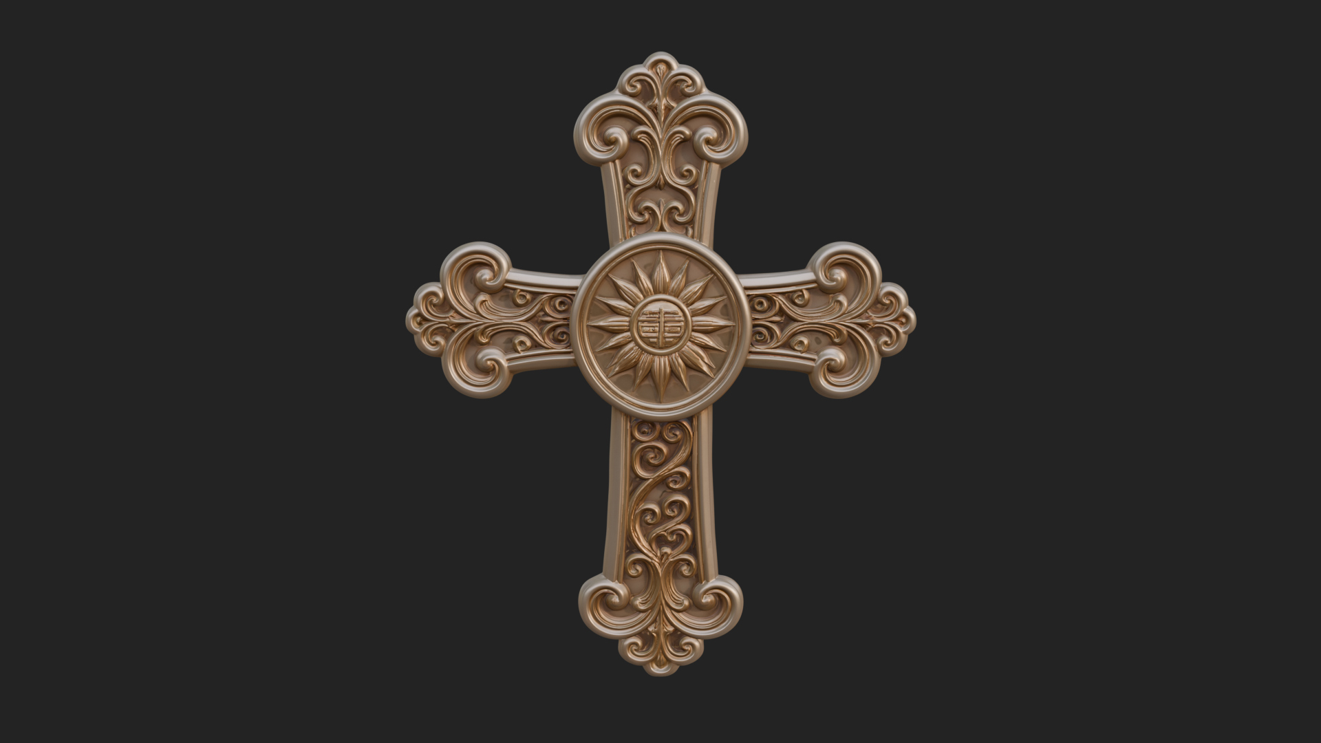 Carved Relief Wall Cross Design 318 3D Print Model 3D Model