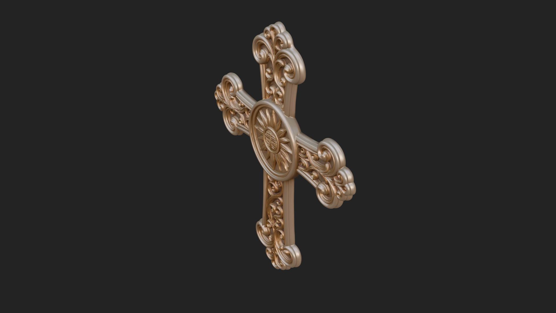 Carved Relief Wall Cross Design 318 3D Print Model 3D Model