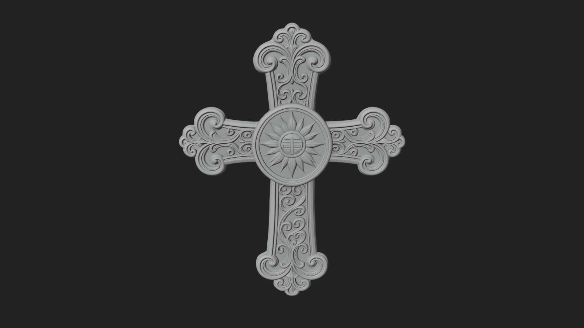 Carved Relief Wall Cross Design 318 3D Print Model 3D Model