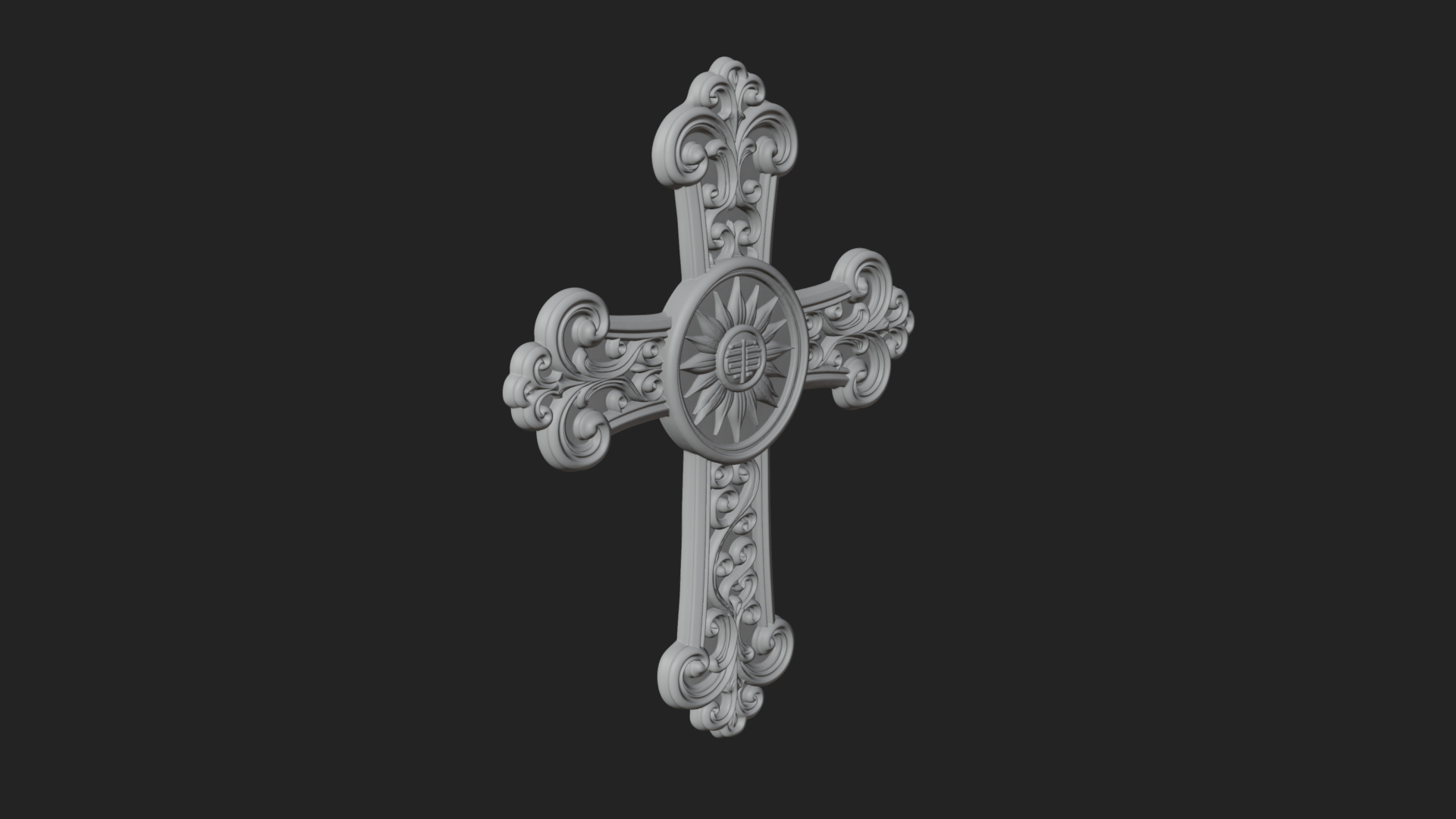 Carved Relief Wall Cross Design 318 3D Print Model 3D Model