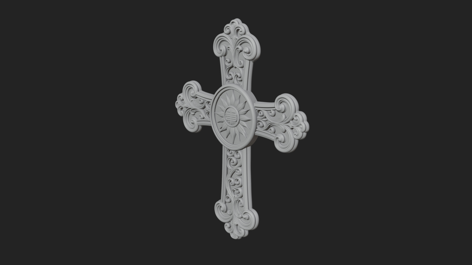 Carved Relief Wall Cross Design 318 3D Print Model 3D Model