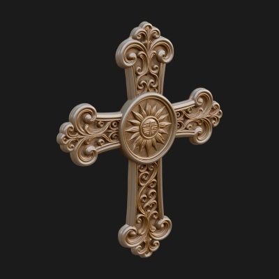 Carved Relief Wall Cross Design 318 3D Print Model