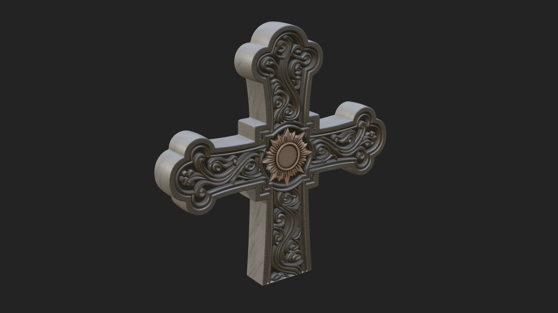 Carved Relief Wall Cross Design 319 3D Print Model 3D Model
