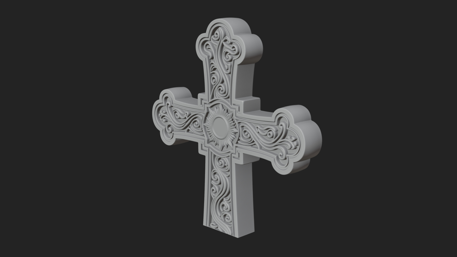 Carved Relief Wall Cross Design 319 3D Print Model 3D Model