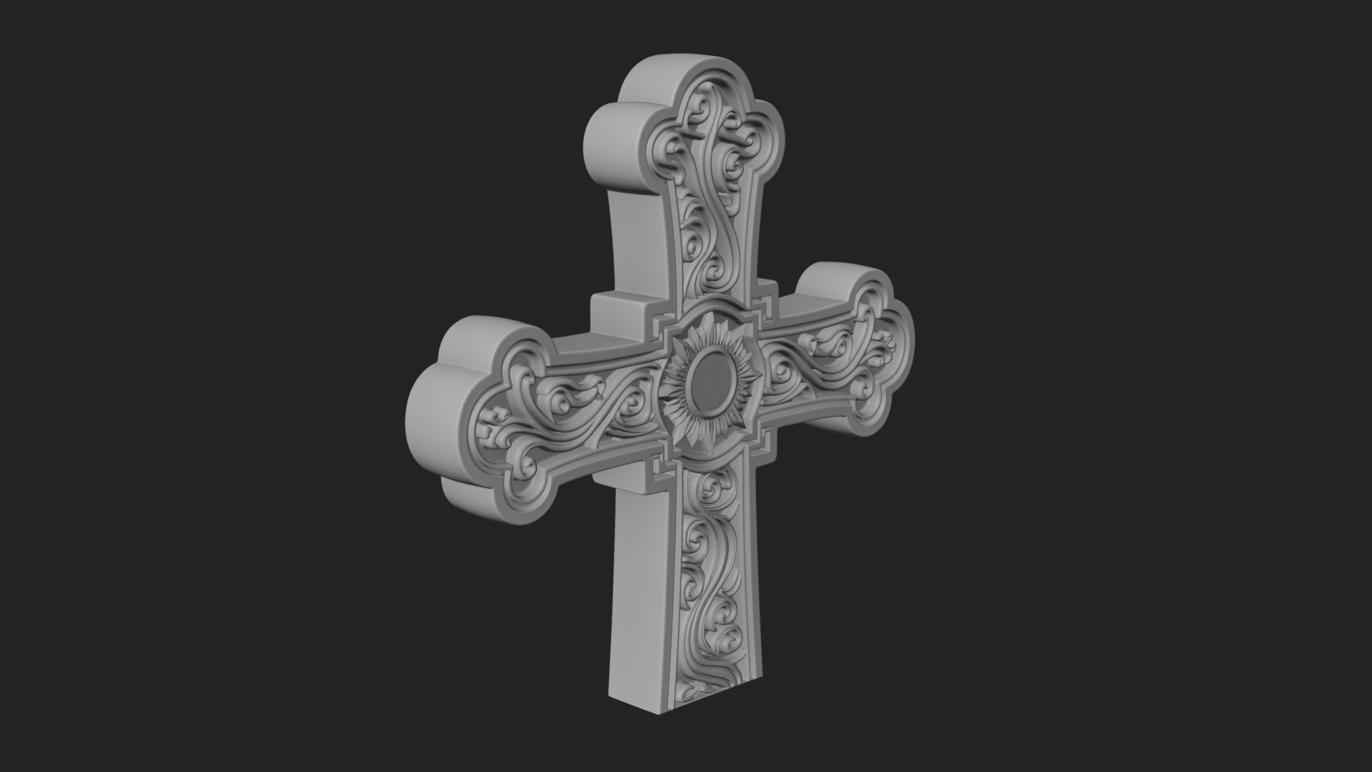 Carved Relief Wall Cross Design 319 3D Print Model 3D Model