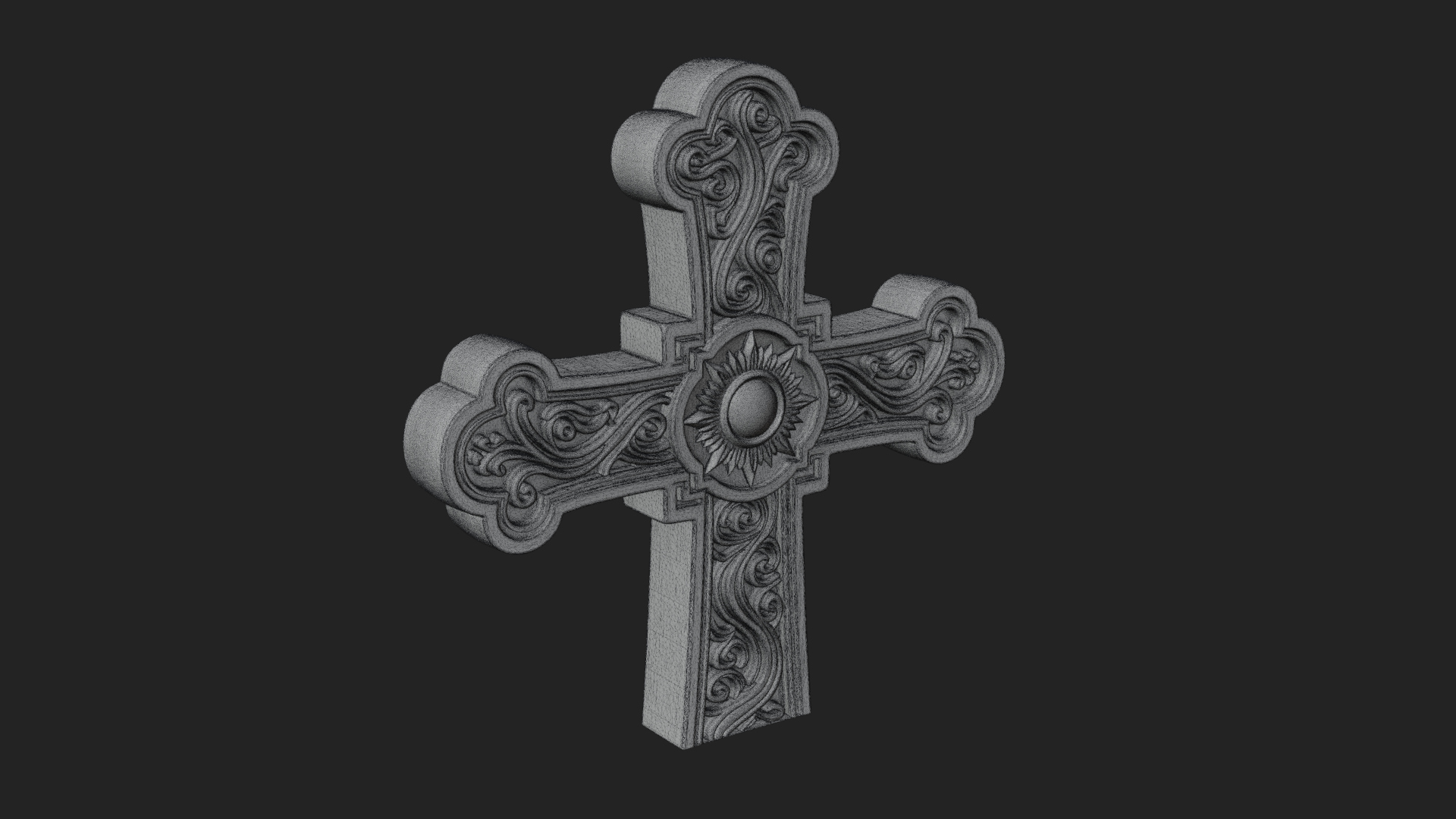 Carved Relief Wall Cross Design 319 3D Print Model 3D Model