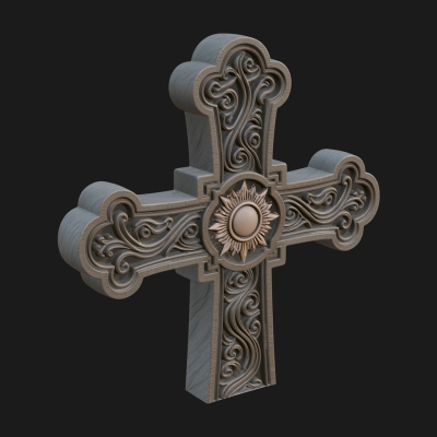 Carved Relief Wall Cross Design 319 3D Print Model