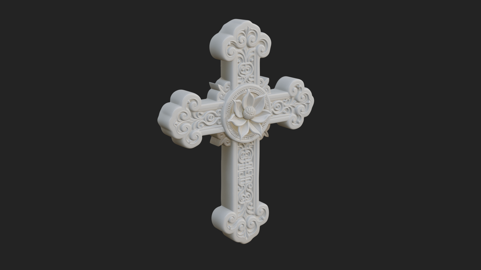 Carved Relief Wall Cross Design 32 3D Print Model 3D Model