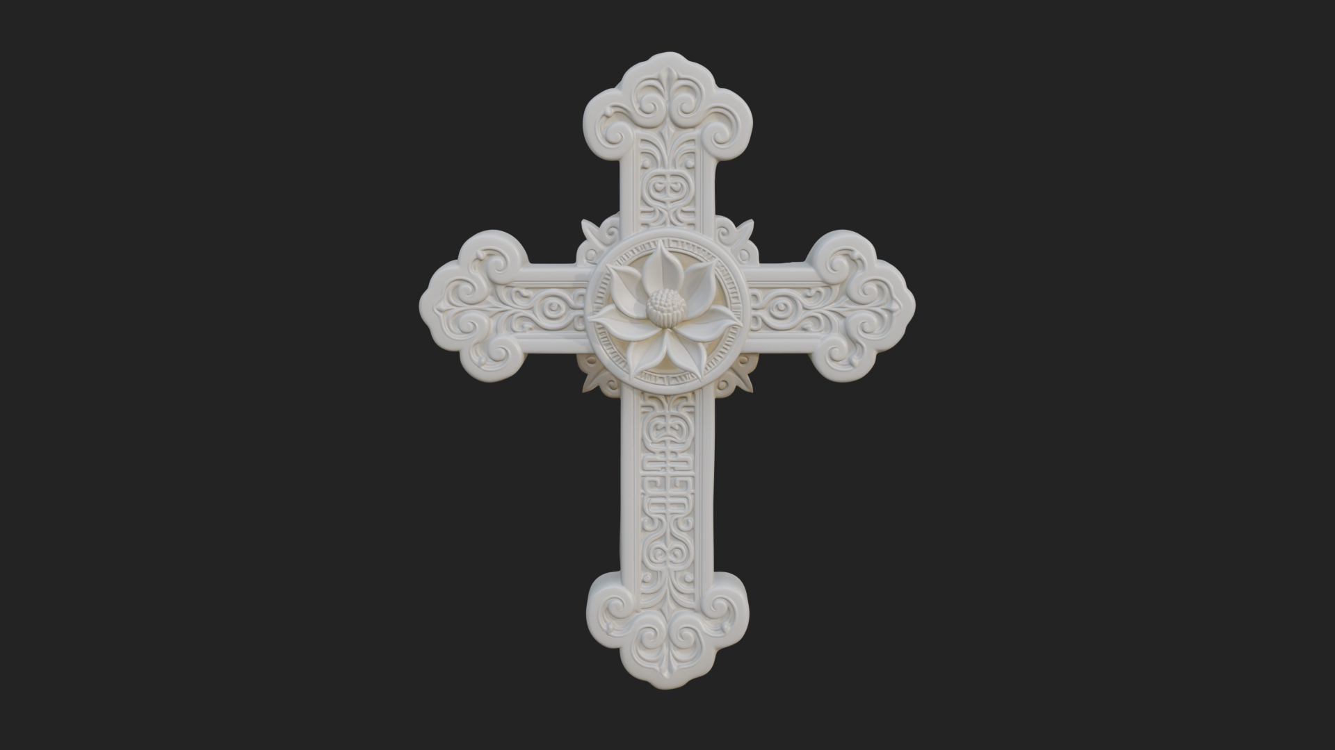 Carved Relief Wall Cross Design 32 3D Print Model 3D Model