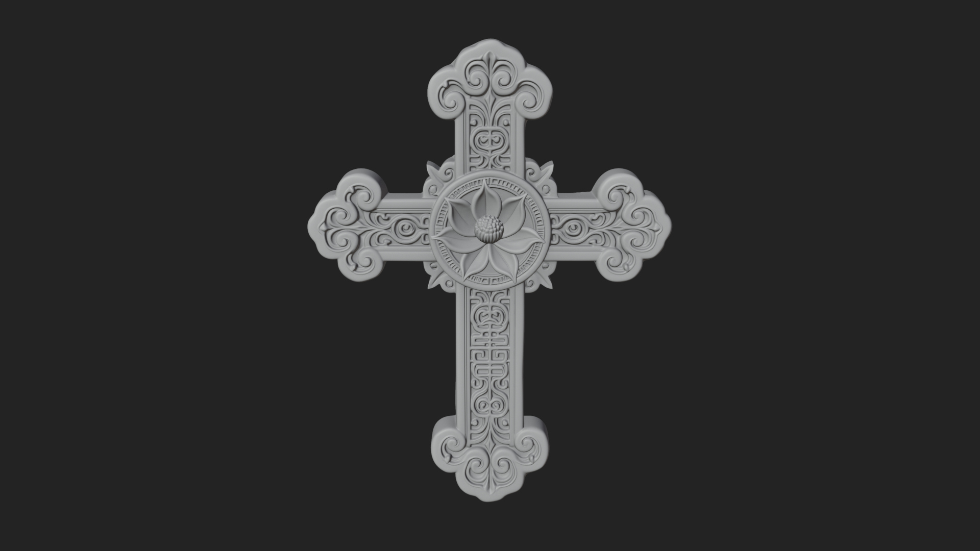 Carved Relief Wall Cross Design 32 3D Print Model 3D Model