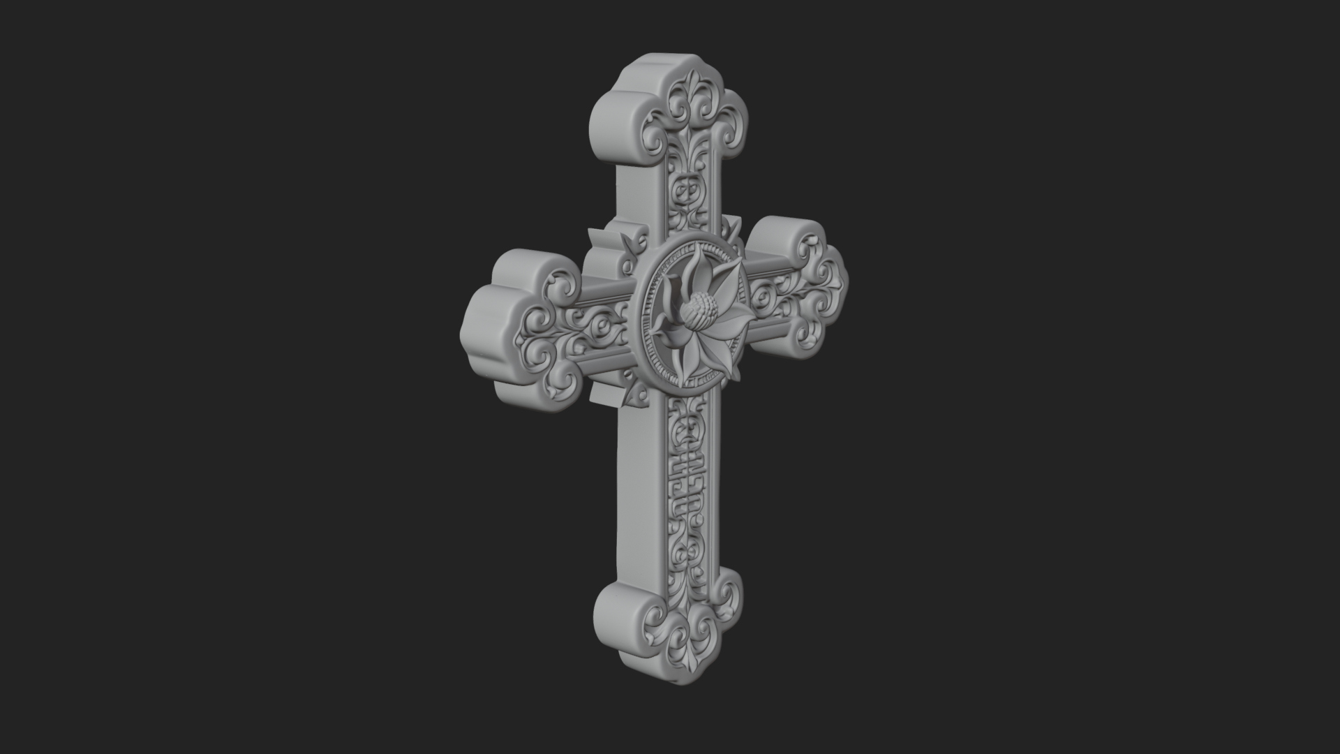 Carved Relief Wall Cross Design 32 3D Print Model 3D Model