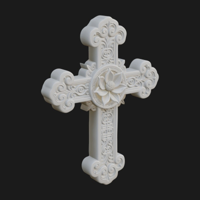 Carved Relief Wall Cross Design 32 3D Print Model