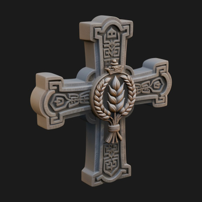 Carved Relief Wall Cross Design 321 3D Print Model