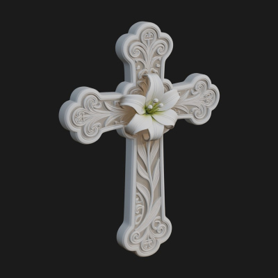 Carved Relief Wall Cross Design 322 3D Print Model