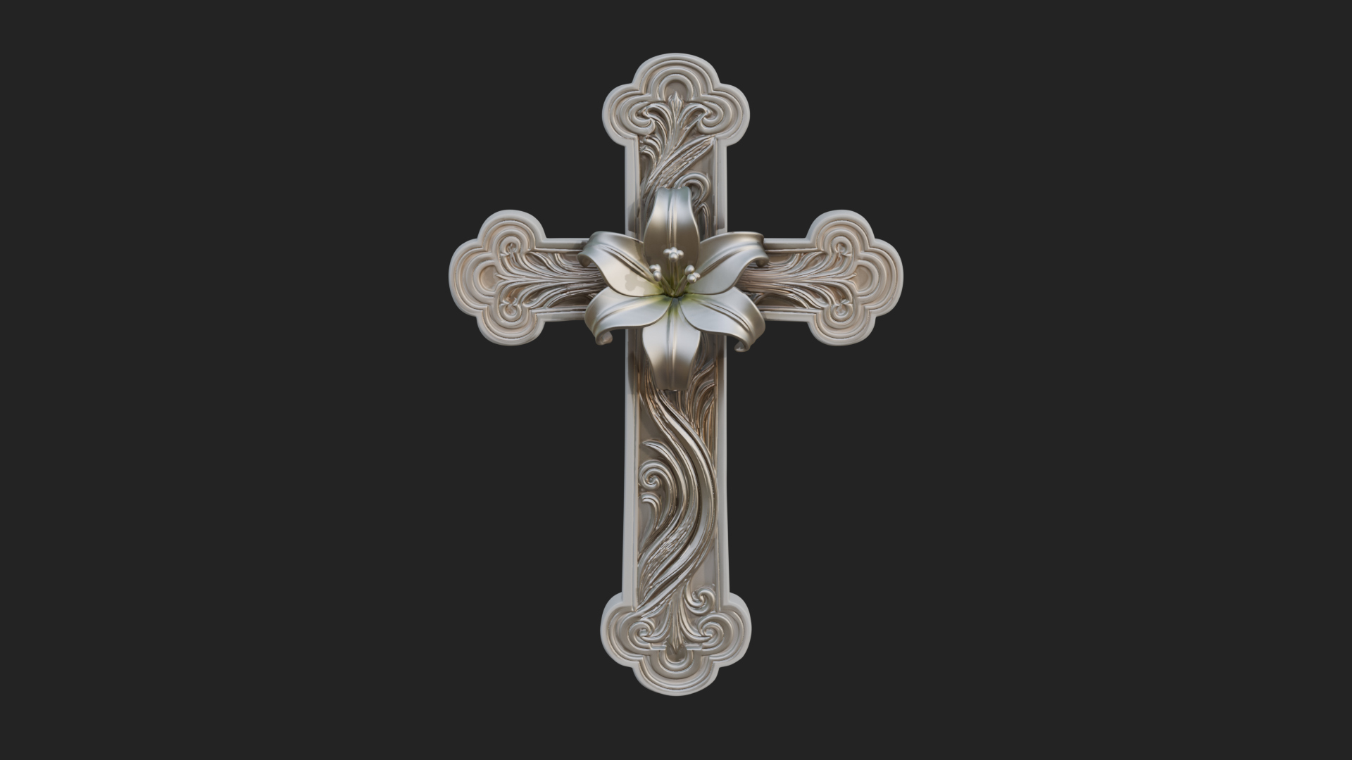 Carved Relief Wall Cross Design 324 3D Print Model 3D Model